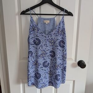 LOFT Women's Blue Floral V-Neck Cami Top